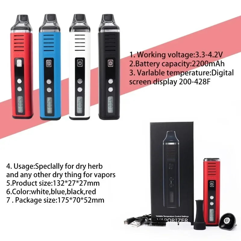 Kits de cigarrillos electrónicos con vaporizador de hierbas secas Pathfinder V2 TAURUS Vape Pen 2200mah Pantalla LCD Control de temperatura Tabaco a base de hierbas