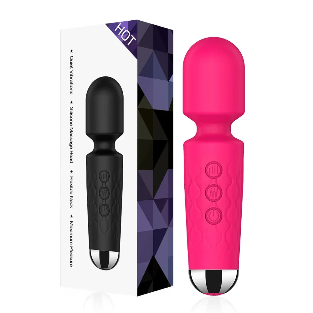 Vibrador AV potente de 20 velocidades para mujeres, estimulador de clítoris, punto G, pezón, consolador con varita mágica, masturbación femenina, juguetes sexuales para adultos