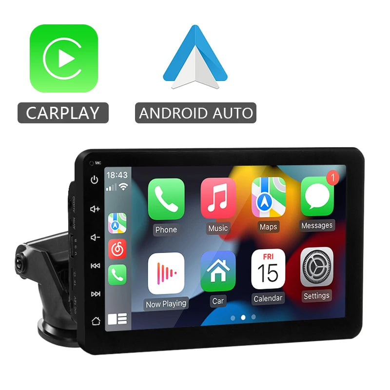 Hippcron - Radio para coche de 7 pulgadas, reproductor de vídeo multimedia, Carplay inalámbrico y Android Auto inalámbrico, pantalla táctil universal portátil