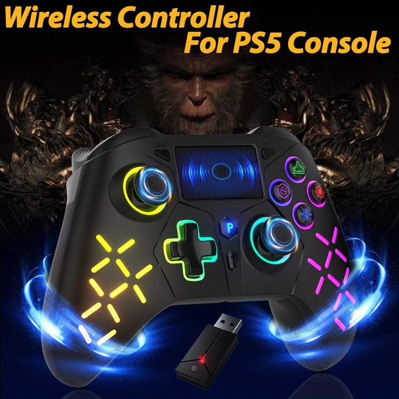 Controlador inalámbrico para consola PS5 compatible con BLACK MYTH WUKONG con vibración dual turbo para accesorios de control de juegos Steam/PC