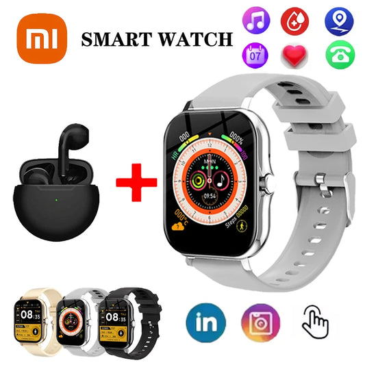 Reloj inteligente Xiaomi con Bluetooth, llamadas, deportes, fitness, pantalla táctil, monitoreo de frecuencia cardíaca, reloj inteligente multifuncional para hombres y mujeres