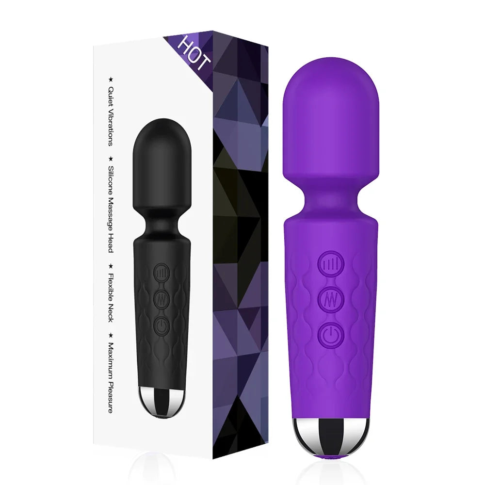 Vibrador AV potente de 20 velocidades para mujeres, estimulador de clítoris, punto G, pezón, consolador con varita mágica, masturbación femenina, juguetes sexuales para adultos