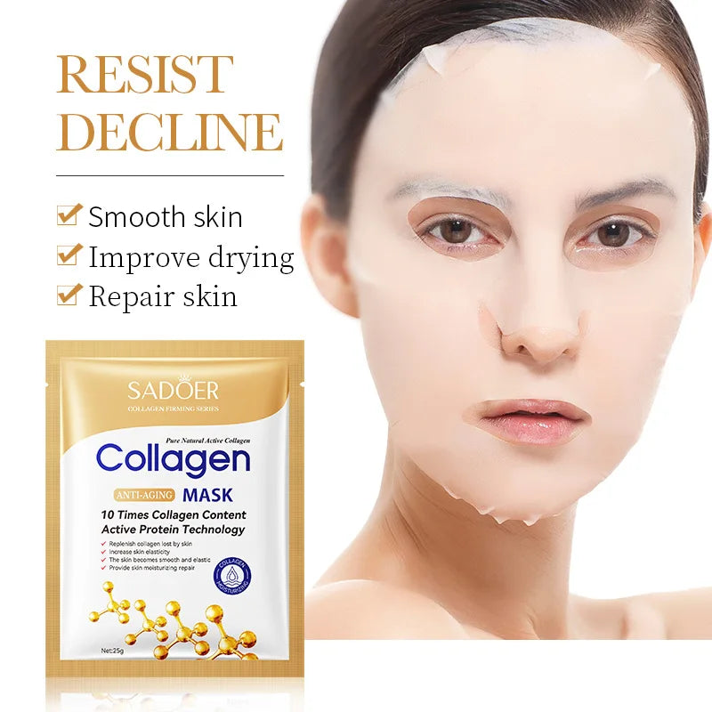 Hyaluronic Acid Collagen Face Mask Moisturizing Firming Brightening Hydrating Facial Masks Oil-control  Korean Skin Care Mask